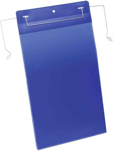 Durable Drahtbà¼geltasche (A4 hoch) Packung à 50 Stück blau, 175307 | Mit Schutzklappe, für Gitterboxen & Transportbehälter, Polypropylen, scannertauglich, 210 x 297 mm