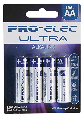 PRO ELEC PSG90901 Ultra Alkaline AA Batteries 4 Pack