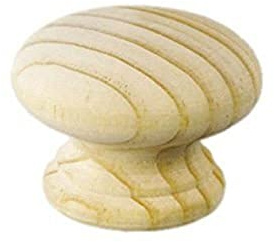 Merriway BH03884 (4 Pcs) Unlacquered Pine Cupboard Cabinet Drawer Door Knob, Pre-Drilled for Screw or Dowel 60mm 2.1/2 inch - Pack of 4 Pieces