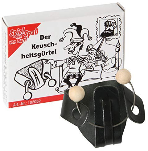 Bartl 102052 Mini-Puzzle Der Keuschheitsgürtel aus einem Ledergürtel und einem Draht mit 2 Holzperlen