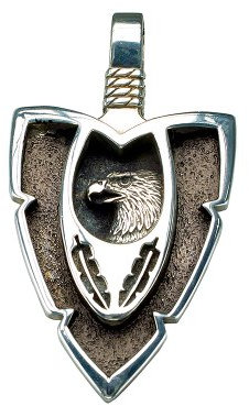 Indianerschmuck Anhänger Adler Pfeilspitze Federn Westernschmuck Eagle Navajo Style Sterling Silber