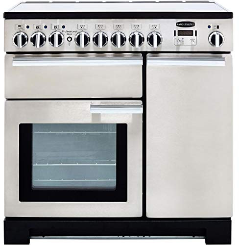 Rangemaster Professional Deluxe 90cm Electric Range Cooker with Induction Hob - Stainless Steel