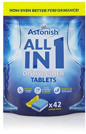 Astonish 5-in-1 Spülmaschinentabs mit Zusatz von Salz und Klarspüler, Zitrone, 42 Tabs