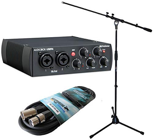 PreSonus Audiobox Interface USB 96 Black + trépied de microphone Keepdrum MS106 + câble XLR de 6 m