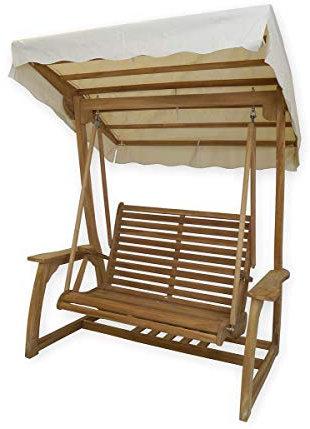 Hollywoodschaukel 2-Sitzer massiv Teakholz | Gartenschaukel Gartenmöbel | B: 180 cm (3661)