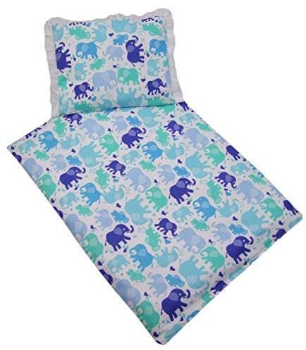 Rawstyle 2 tlg. Set Bezug **23 NEUE KOLLEKTIONS-MOTIVE** in 70x50 cm für Kinderwagen, Wiege und Stubenwagen Kinderbettwäsche Garnitur Bettwäsche *Deckenbezug + Kissenbezug* (Weiß + Elefanten Blau)