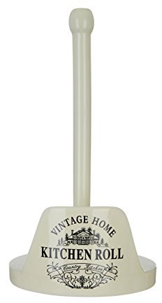Premier Housewares Vintage Home Kitchen Roll Holder, Cream, Dolomite, Pine Wood, 27 x 18 x 18 cm