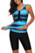Aleumdr Womens Sexy Tie Knot Racerback Padded Push Up Swimsuits Two Piece Tankini Sets with Board Shorts Bikini Blue Medium