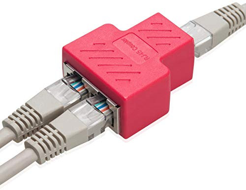 COVVY RJ45 Splitter Connector Hembra a Hembra Adaptador de Red 1 a 2 Puerto Hembra Cat 5 / Cat 6 LAN Cable Ethernet Adaptador De Conector De Zócalo Doble (1Pcs, Red)