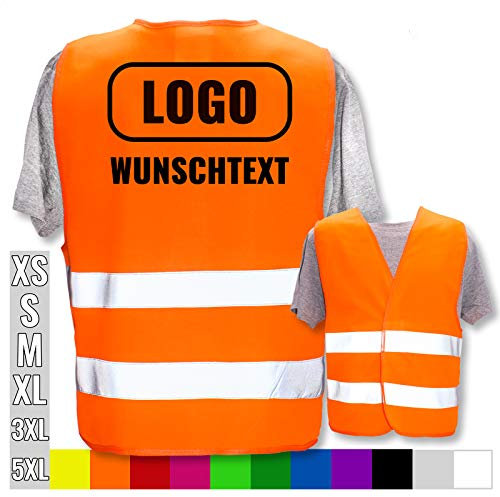 PixiPrints.com Hochwertige Warnweste mit Leuchtstreifen * Farbe: Orange (M/L) * OHNE Druck * Markenwesten * Klettverschluss