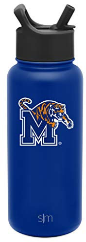 Simple Modern Officially Licensed Collegiate Memphis Tigers Water Bottle with Straw Lid | Vacuum Insulated Stainless Steel 32oz Thermos | Summit Collection | University of Memphis