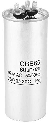Condensador de arranque de motor CBB65 60UF 450V para compresor de aire acondicionado