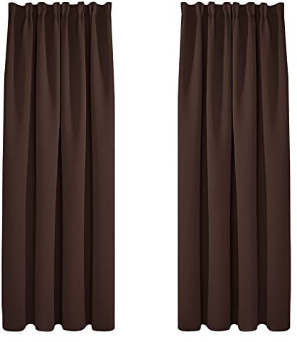 Deconovo Pencil Pleat Curtains Thermal Insulated Tape Top Blackout Curtains for Bedroom 55 x 87 Inch Chocolate 1 Pair
