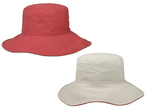 Mayser Elina Sunblocker Stoffhut Damenhut Sonnenhut Schlapphut Damen - Made in The EU Sommer Frühling-Sommer - M (57-58 cm) rot