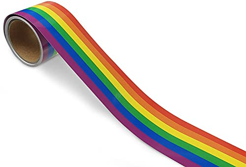 signodoo® Selbstklebende LGBTQ-Flagge | Größe: 5,6 m x 8,0 cm | Material: PVC-Folie | CSD Pride | Aufkleber für das Auto, Fenster & Anderen Oberflächen