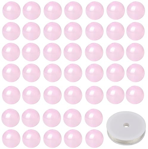 100Pcs 8mm Rose Quartz perles de Pierre naturelle rondes perles de guérison d’énergie en vrac avec cordon extensible en cristal gratuit perles lisses DIY pour la fabrication de bijoux