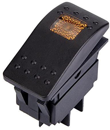 4-poliger Schalter, 4-poliger Wippschalter, 5 Stück DC 12V 4-poliger Wippschalter mit Licht für Auto-Boot-Wohnwagen-Batterie(Gelb)