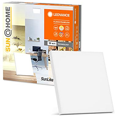 LEDVANCE SUN@HOME Deckenleuchte LED, WiFi Wandleuchte weiß 20W dimmbar, 1800 Lm, 2200-5000k, 30cmx30cm, CRI>95, Wand und Deckenleuchte mit Alexa, Google, App steuerbar, Smart+ Planon Frameless Square