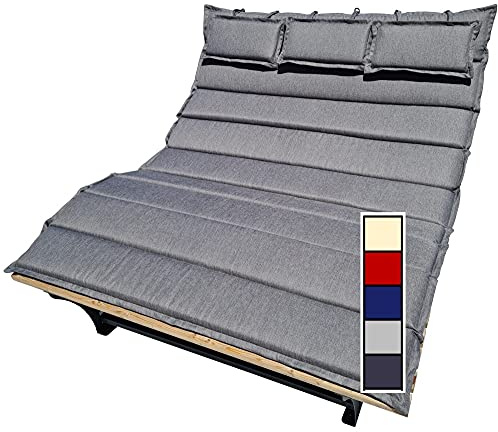XXL Auflage mit 3X Kopfkissen für Waldsofa Traumliege Sonnenliege Relaxliege Gartenliege Himmelsliege Wellnessliege Saunaliege