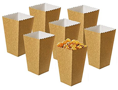 30 STK Popcorn Tüten, Popcornboxen, Popcorntüte aus Kraftpapier, Popcorntüten Pappe, Popcorn Papierkiste, Aus Kraftpapier für Partys Filmabende Abendessen Snack Container