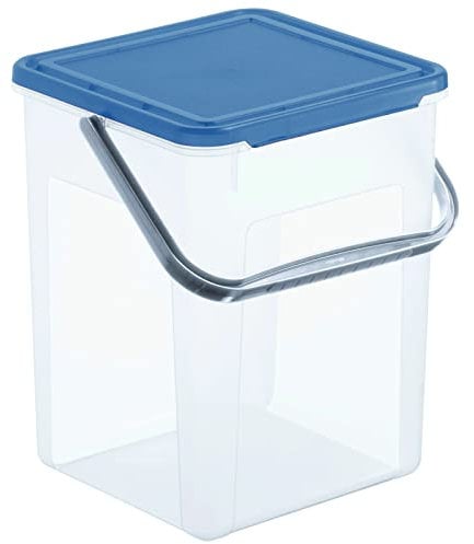 Rotho Basic Aufbewahrungsbox 9l mit Deckel und Henkel, Kunststoff (PP) BPA-frei, transparent/blau, 5kg/9l (23.0 x 22.5 x 27.0 cm)