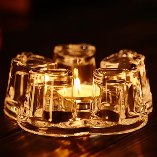 DOPUDO Glass Teapot Warmer, Clear Teapot Trivet with Candle