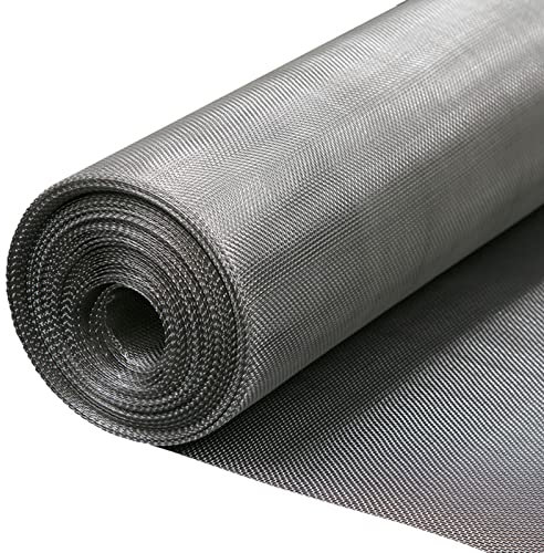 LFFH 304 Stainless Steel Woven Wire Mesh, 39.3 (L) X39.3 (W) Security Mesh Window Screen Mesh Bird Proof Net 20 Mesh Screen Door Mesh,Silver,wire diameter 0.21mm