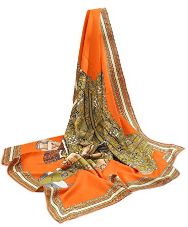 LumiSyne Seidenschal Damen Quadratischer Schal Retro Künstlerisch Pferd Gedruckte Leicht Schal Dekorativer Halstuch Kopfbedeckung Vierecktuch Multifunktionales Kopftuch