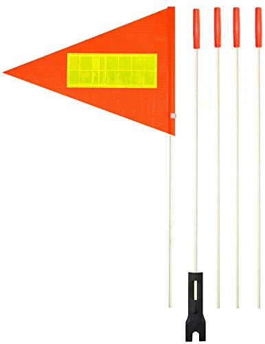 Bike Flag with Pole 6 Feet High Visibility Flags with Heavy Duty Fiberglass Flag Pole,Orange safety Flag with Reflective Strip