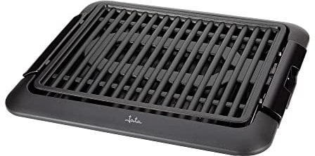 Jata BQ108 Barbacoa eléctrica para usar en interiores, Sin humos ni olores, 1250 W, Superficie 320 x 260 mm, Desmontable, Bandeja para recoger las salsas, Fácil limpieza, Antiadherente, Negro