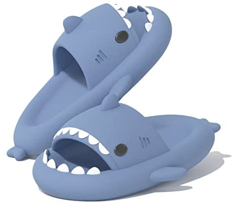 VIYEAR Cloud Shark Slides Slippers, Shark Slippers, Summer SlippersSchnell trocknende Sommerduschsandalen, niedliche Cartoon-Hai-Duschhausschuhe blau 36/37