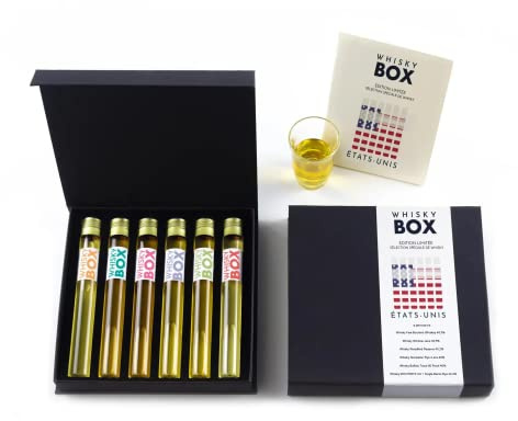 Whisky Box - Coffret Dégustation de 6 Whiskys Américains Authentiques - Un Voyage de Saveurs Exceptionnelles aux USA - Coffret Cadeau Original - Cadeau Homme - 6 x 25 ml