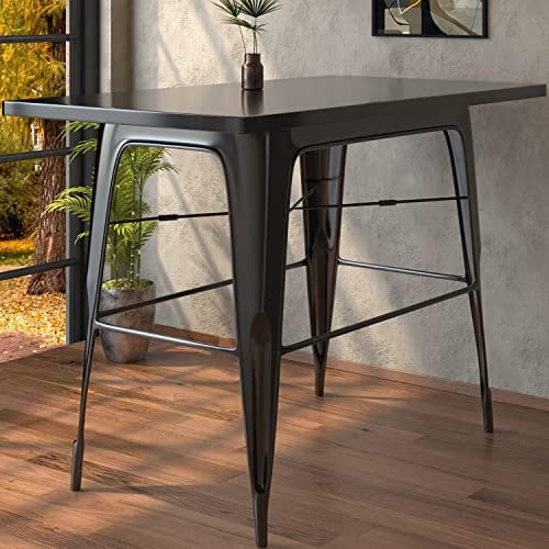 GGMMÖBEL California | Bartisch | 120 x 60 x 106 cm | Metall: Schwarz Matt | Stehtisch | Bistrotisch | Indoor & Outdoor | Industrial Deko