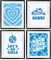 OGILRE Preppy Blue Abstrakte Disco Ball Let's Go Girls Howdy Good Vibes Only Wandkunst-Dekorationen, Cowgirl-Hut, Herzen, Boho-Poster, 20,3 x 25,4 cm, 4 Stück, ungerahmt