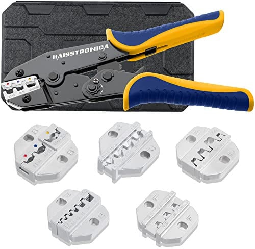 haisstronica 6PCS Set di utensili per crimpatura - Utensile per crimpatura a cricchetto per termorestringenti, nylon isolato, non isolato, estremità del filo della ghiera, terminali a barilotto aperti