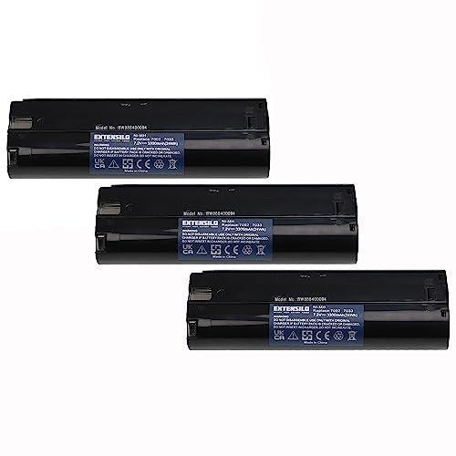 EXTENSILO 3x batteria compatibile con Makita 9500DW, DA3000D, DA3000DW, DA301D, DA301DW, DA302D, DA302DW attrezzo da lavoro (3300 mAh, NiMH, 7,2 V)