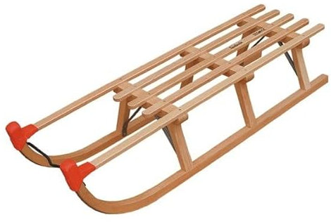 Set Schlitten Yaro110 + Ziehleine(130cm) + Sitzlehne Holzschlitten Länge 110cm Rodel Rodel Abfahrt Davoser Art