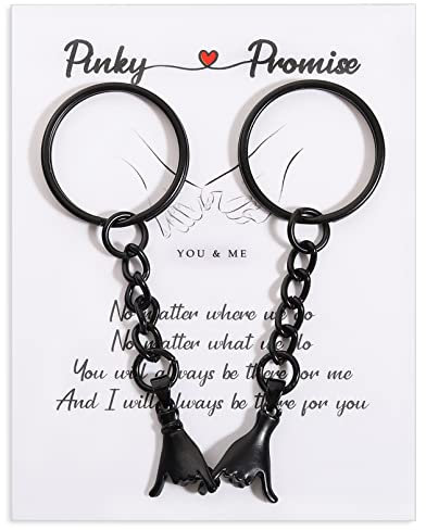 2 Stück Pinky Promise Schlüsselanhänger Geschenke für beste Freunde, Paare, Weihnachtsgeschenke für Freund, Freundin, niedlicher Freund, Schmuck, Geschenke, Schwarz und Schwarz, Small