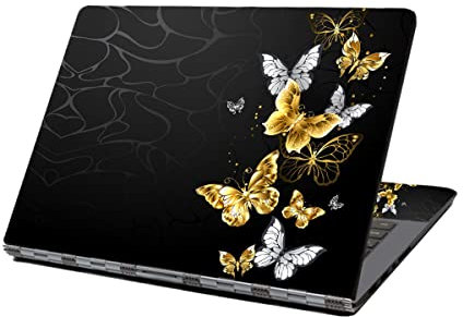 eyscar Laptop Skin Sticker 13 Inch 13.3 Inch 14 Inch 15 Inch 15.4 Inch 15.6 Inch Laptop Vinyl Skin Sticker Cover Art Decal Protector Notebook PC (White Yellow Butterfly) (NEK1215)