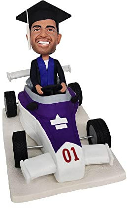 mydedor Benutzerdefinierte Wackelkopf-Figur, individuelle Puppe, männlicher Rennfahrer, individueller Wackelkopf, Wackelkopf-Figuren, handgefertigt, personalisierte Skulptur, Geschenk für Mann