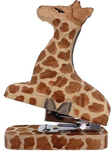 Baokuan Cartoon Mini Hefter Für Schreibtisch Tragbare Handgefertigte Niedliche Giraffe Hefter Für Office School Holzschnitzerei Lernen Schreibweise