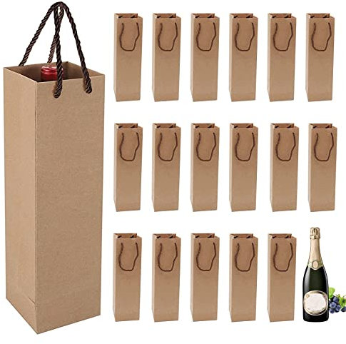 Sacchetto regalo per vino, confezione da 20 sacchetti di carta per vino, Natale, resistente, con manici, confezione per vino, adatto per matrimoni, feste