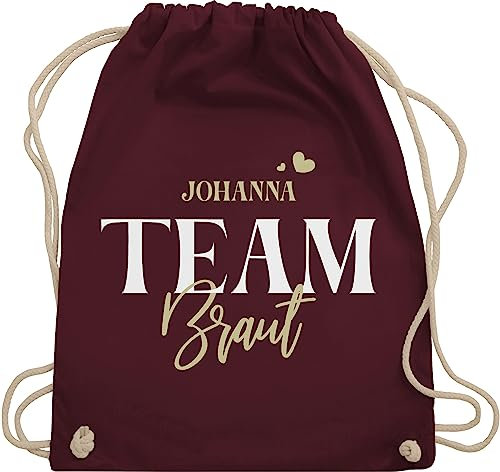 Turnbeutel Rucksack - JGA Junggesellenabschied - Team Braut Bride Team Crew - Unisize - Bordeauxrot - junggesellinnenabschied beutel polter rucksäcke jungesellenabschied herzen stoffbeutel