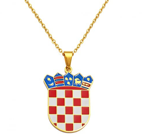 DIPPCO Halskette Anhänger Schmuck Kroatien-Flagge-Anhänger-Halsketten für Damen und Herren, kroatischer Nationalsymbol-Schmuck Weihnachtsgeschenke zum Geburtstag
