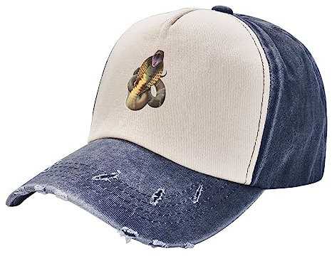 Cobra Schlange Gedruckt Männer Kappe Gewaschen Denim Baseball Cap Verstellbare Kappe Papa Hüte Kappe Dunkelrot, marineblau, One size
