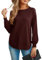 GRECERELLE Knitted Jumpers for Women Jumpers for Women UK Winter Spring Warm Long Sleeve Crew Neck (Wine Red, L)