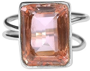 Meadows Morganit-Quarzring, Ringe für Frauen, massiver Ring aus 925er Sterlingsilber, böhmischer Ring Größe 7 USA