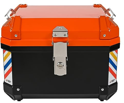 Topcase für Motorrad, 35 l, 45 l, universeller Motorrad-Kofferraum, großes Fassungsvermögen, wasserdichter Helm, Gepäckaufbewahrung, Topcase (Color : Orange, Size : 35L)