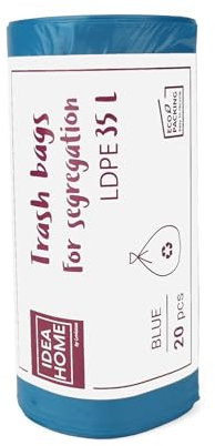 D.RECT Bin Bags 35L - Bin Liners 20 Pieces - Rubbish Bags - Bin Bag Perfect for Everyday Use, Household, Office, Kitchen & Caterers, Blue