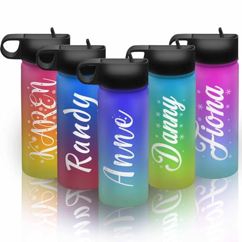 Bottiglia d'acqua isolata personalizzata - Borraccia personalizzata con nomi - Personalizza borraccia in acciaio inossidabile con coperchio in cannuccia - per Ragazze Ragazzi Donne e Uomini (530ml)